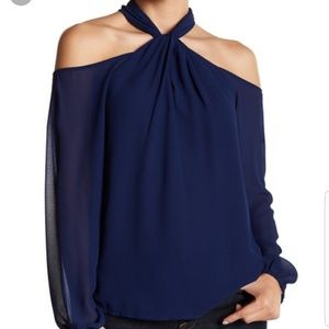 NWT Cold-shoulder mock neck blouse